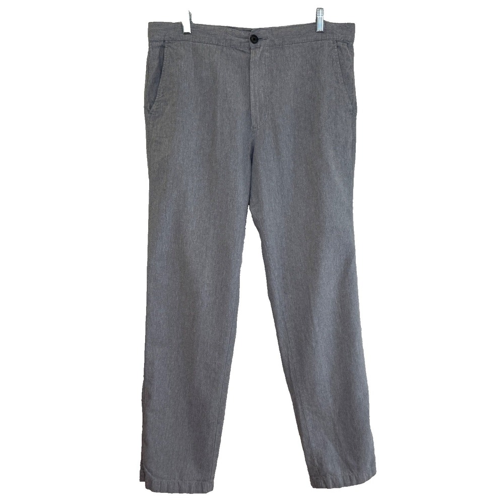 Marc Anthony Chino Pants Mens 34x32 Light Gray Linen Blend Slim Fit Straight Leg